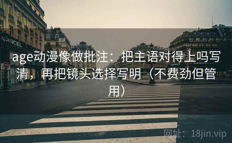 age动漫像做批注：把主语对得上吗写清，再把镜头选择写明（不费劲但管用）