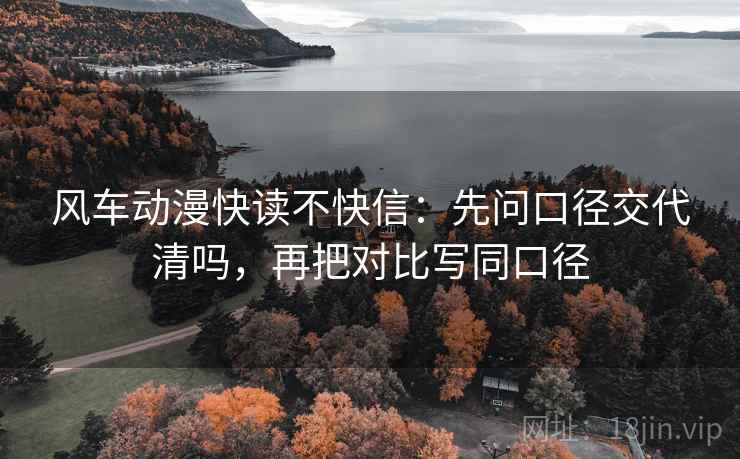 风车动漫快读不快信：先问口径交代清吗，再把对比写同口径